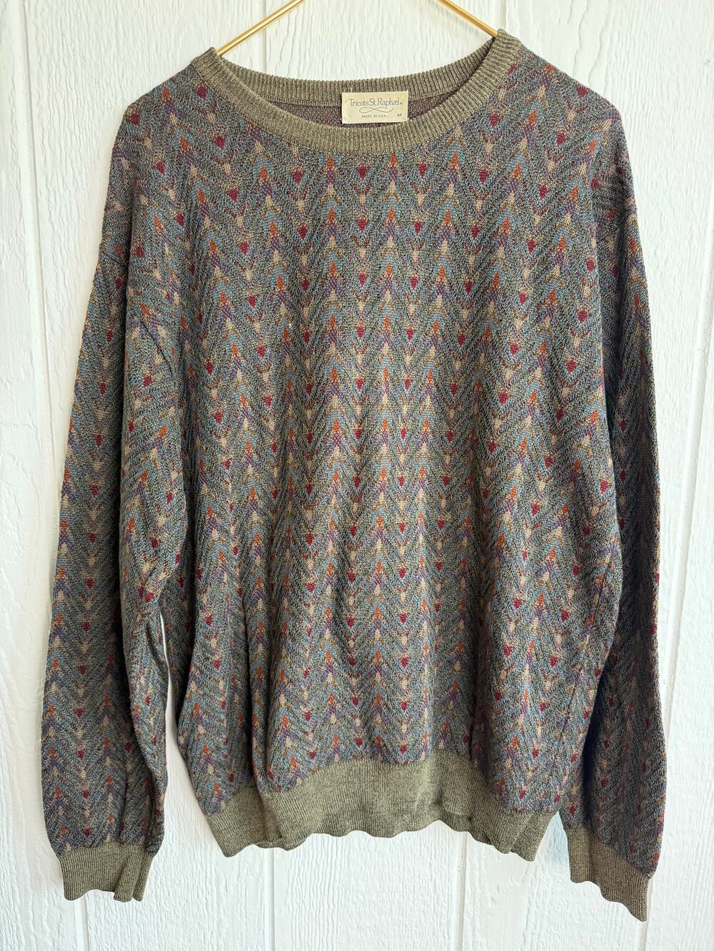 Vintage Tricots St. Raphael Grandpa Sweater, Medium USA Made